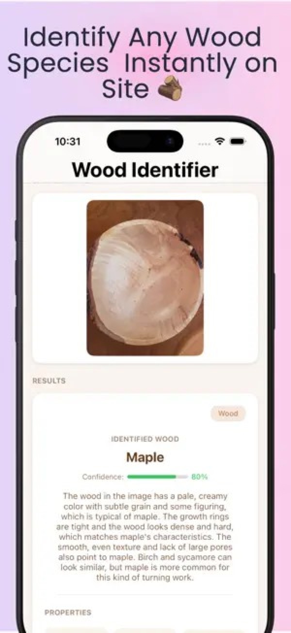 Wood identification results and species information